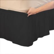 Relaxare King XL 600TC 100% Egyptian Cotton Black Solid 1PCs Wrap Around Bedskirt Solid (Drop Length: 18 inches) - Ultra Soft Breathable Premium Fabric