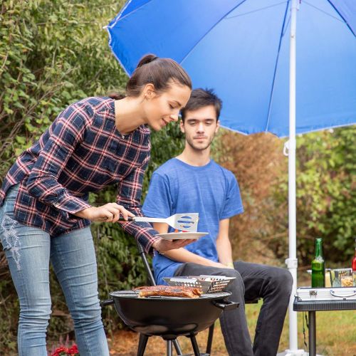  Relaxdays, 6 Personen Kugelgrill, Smoker m. Rader, HxBxT 70 x 46 x 46 cm, schwarz Holzkohlegrill mit Deckel