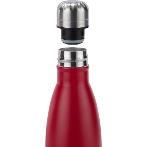  Relaxdays Trinkflasche Edelstahl, auslaufsicher, fuer Kalt-und Heissgetranke, Vakuum Isolierflasche 500 ml, Outdoor, rot, H x D: ca. 26,5 x 7 cm