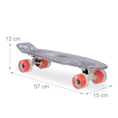  Relaxdays relaxdays Skateboard Transparent mit LED, 22 Zoll Komplettboard, Alu-Trucks mit Leuchtrollen