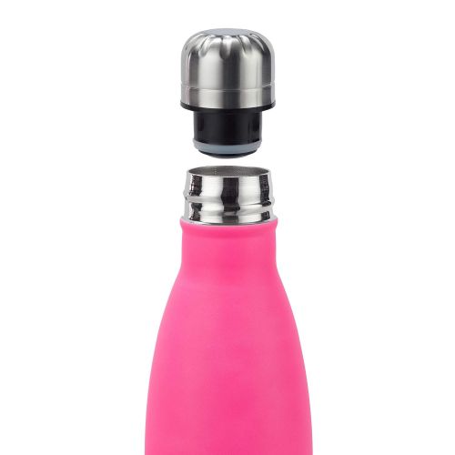  Relaxdays Trinkflasche Edelstahl, auslaufsicher, fuer Kalt-und Heissgetranke, Vakuum Isolierflasche 500 ml, Outdoor, pink