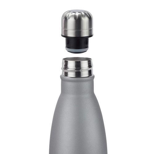  Relaxdays Trinkflasche Edelstahl, auslaufsicher, fuer Kalt- & Heissgetranke, Vakuum Isolierflasche 500 ml, Outdoor, silber