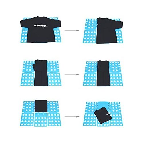  Relaxdays Waschefalter 4. Generation, platzsparend, 68 x 57 cm, Waschefalter fuer Shirts, Hemden, flexibel, Flip, Fold, blau