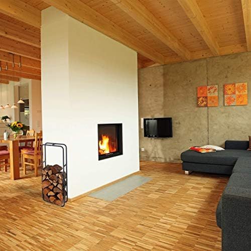  Relaxdays Kaminholzregal, Holzscheite Stapelhilfe, aus Stahl, innen und aussen, Brennholzregal, HxB 100x40 cm, anthrazit