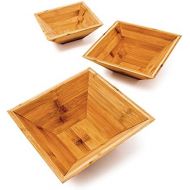 Relaxdays 10018878 Bamboo Square Bowls Set of 3 different Groessen