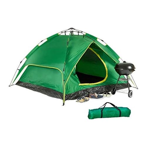  Relaxdays Tents Camping Tent for 3-4 People, Quick-Up, 2in1 Function