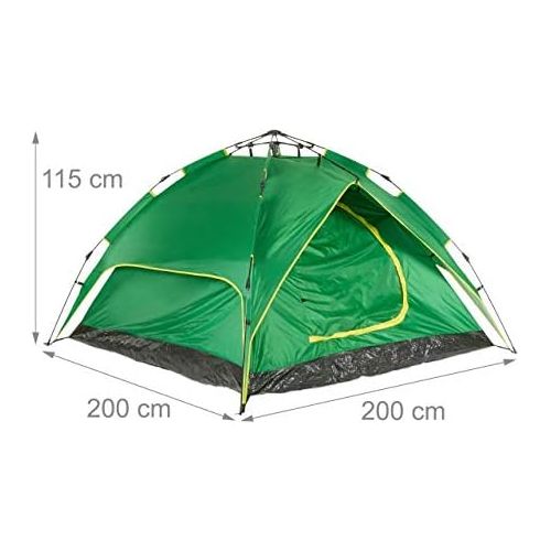  Relaxdays Tents Camping Tent for 3-4 People, Quick-Up, 2in1 Function