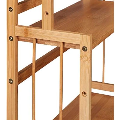  [아마존베스트]Relaxdays Spice Rack, 3 Tiers, Bamboo Kitchen Organiser, Spices, Adjustable, Space-Saving H x W x D 50 x 41.5 x 18 cm, Natural