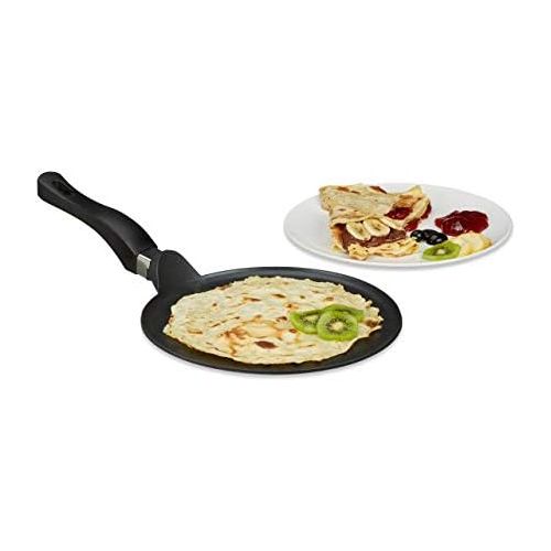  [아마존베스트]Relaxdays Cast Aluminium Crepe Pan 25 cm Non-Stick Cast Pan for Crepe Easy Care Extra Flat Black