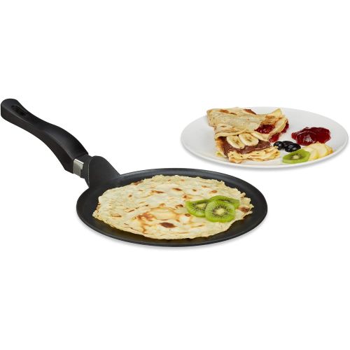  [아마존베스트]Relaxdays Cast Aluminium Crepe Pan 25 cm Non-Stick Cast Pan for Crepe Easy Care Extra Flat Black