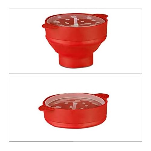  [아마존베스트]Relaxdays Silicone Popcorn Maker for Microwave Foldable Popcorn Popper Oil-Free Preparation Various Colours Colours