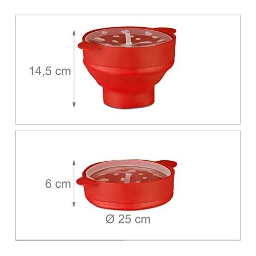  [아마존베스트]Relaxdays Silicone Popcorn Maker for Microwave Foldable Popcorn Popper Oil-Free Preparation Various Colours Colours