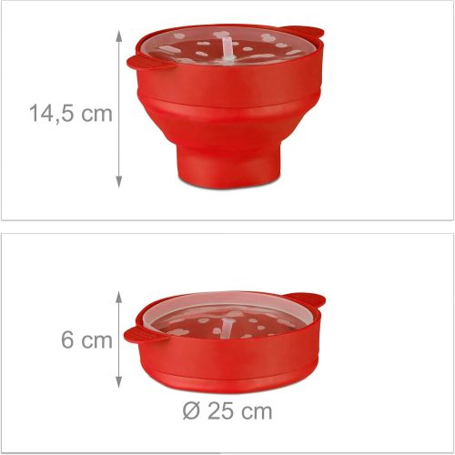  [아마존베스트]Relaxdays Silicone Popcorn Maker for Microwave Foldable Popcorn Popper Oil-Free Preparation Various Colours Colours