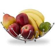 [아마존베스트]Relaxdays Fruit bowl, decorative fruit basket, chrome-plated iron, fruit and vegetables, grid design, H x W x D: 26 x 26 x 10 cm, silver