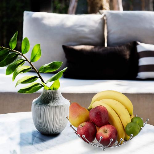  [아마존베스트]Relaxdays Fruit bowl, decorative fruit basket, chrome-plated iron, fruit and vegetables, grid design, H x W x D: 26 x 26 x 10 cm, silver