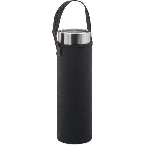  [아마존베스트]Relaxdays Tea Bottle with Strainer 500ml Water Bottle to Go Insulated Neoprene Bag Tea Maker Borosilicate Glass Clear