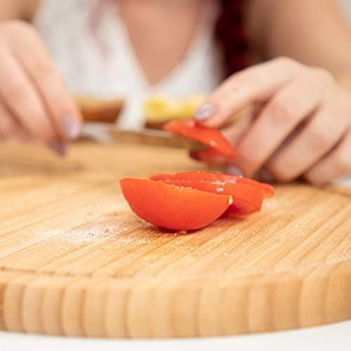  [아마존베스트]Relaxdays Breakfast Board Round in Set, Bamboo 30 cm Kitchen Board, Easy-Care, Natural, Kind To Knives