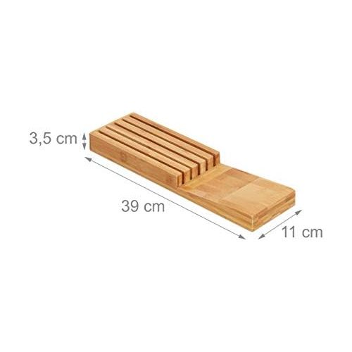  [아마존베스트]Relaxdays Bamboo Knife Organiser for 5 Knives 3.5 x 11 x 39 cm Natural