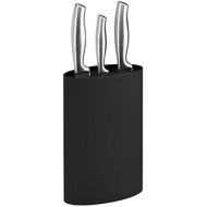 [아마존베스트]Relaxdays 10027644_46 Knife Block Oval Knife Holder Empty Knife Storage with Bristles H x W x D: 22 x 16.5 x 6.5 cm Black Plastic