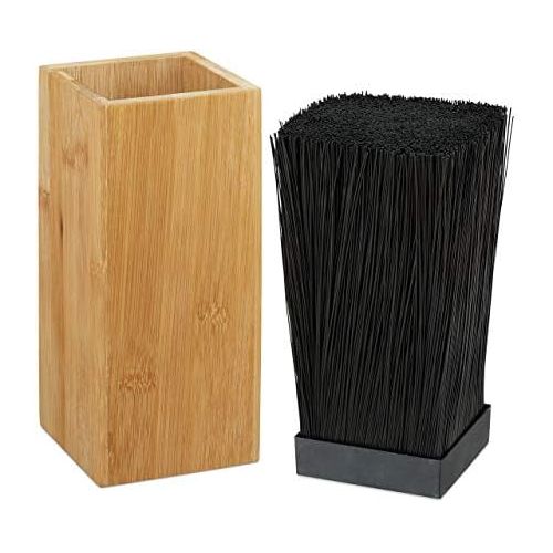  [아마존베스트]Relaxdays Bamboo Knife Block Knife Storage with Bristles, Universal, Knife Holder Unassembled, 23 x 10.5 x 10.5 cm, Natural, 1 Piece