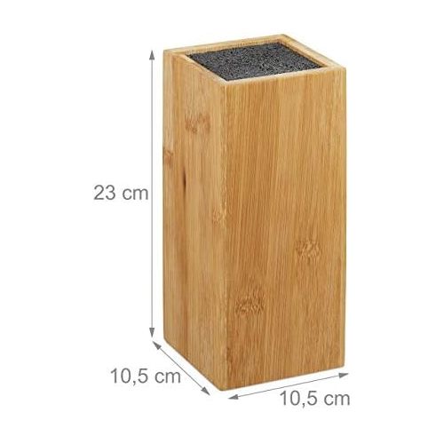  [아마존베스트]Relaxdays Bamboo Knife Block Knife Storage with Bristles, Universal, Knife Holder Unassembled, 23 x 10.5 x 10.5 cm, Natural, 1 Piece