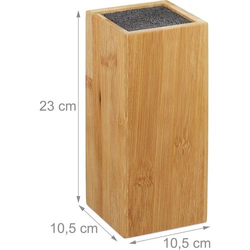  [아마존베스트]Relaxdays Bamboo Knife Block Knife Storage with Bristles, Universal, Knife Holder Unassembled, 23 x 10.5 x 10.5 cm, Natural, 1 Piece