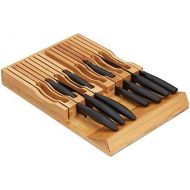 [아마존베스트]Relaxdays Bamboo Knife Organiser for 17 Knives, Knife Insert for Drawer, 5 x 43 x 28.5 cm, Natural