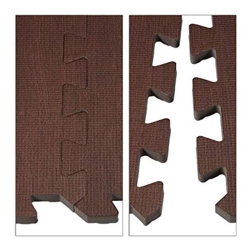  [아마존베스트]Relaxdays Floor Protection Mat, 9 Puzzle Mats for Sports & Fitness Equipment, EVA Foam, BPA-Free, Wood Look, Various Colours