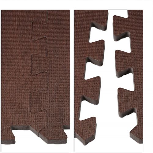  [아마존베스트]Relaxdays Floor Protection Mat, 9 Puzzle Mats for Sports & Fitness Equipment, EVA Foam, BPA-Free, Wood Look, Various Colours