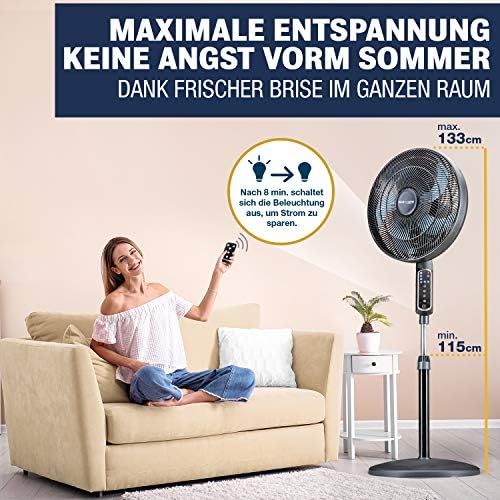  [아마존베스트]2-in-1 Floor Fan 55 W Extremely Quiet 43 dB LED Touch Display + Table Fan with Remote Control VTX200 with 60° Oscillation & Tilt | RelaxxNow App, Amazon Alexa & Google Assistant Co