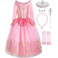 ReliBeauty Little Girls Princess Dress up Costume with Accessories, 4T (110), Pink