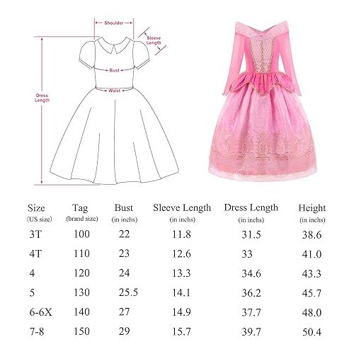  ReliBeauty Little Girls Princess Dress up Costume with Accessories, 4T (110), Pink