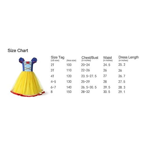  ReliBeauty Girls Elastic Waist Backless Princess Dress Costume with Accessories Yellow, 4-5/130