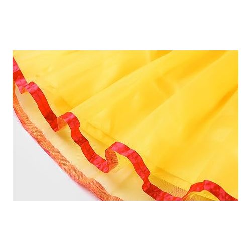  ReliBeauty Girls Elastic Waist Backless Princess Dress Costume with Accessories Yellow, 4-5/130