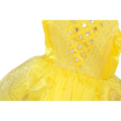  ReliBeauty Girls Sleeveless Sequin Princess Belle Costume Dress up