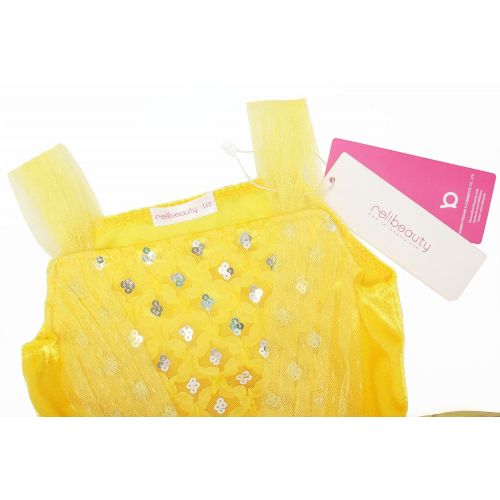  ReliBeauty Girls Sleeveless Sequin Princess Belle Costume Dress up