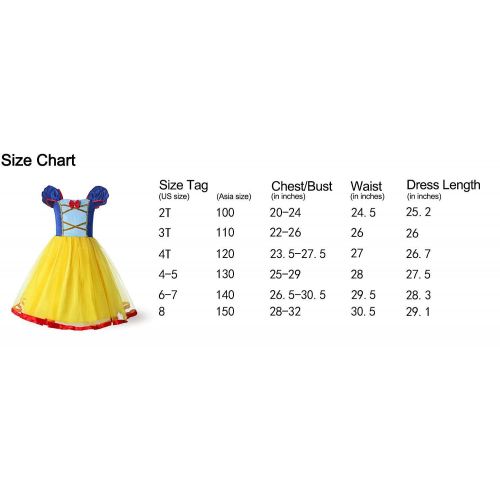  ReliBeauty Little Girls Elastic Waist Backless Princess Snow White Dress Costume