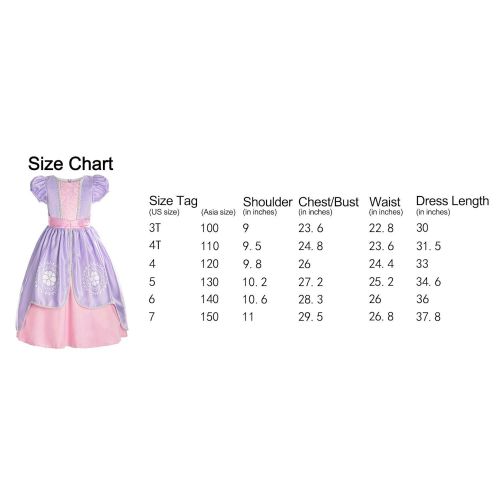  ReliBeauty Girls Short Sleeve Sofia Costume Princess Dress