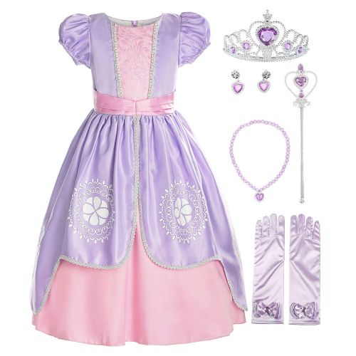  ReliBeauty Girls Short Sleeve Sofia Costume Princess Dress