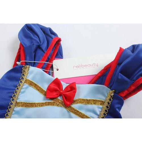  ReliBeauty Little Girls Elastic Waist Backless Princess Snow White Dress Costume