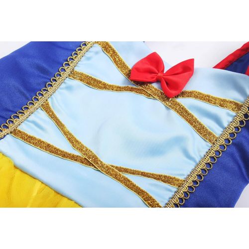  ReliBeauty Little Girls Elastic Waist Backless Princess Snow White Dress Costume