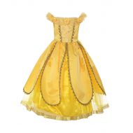 ReliBeauty Girls Princess Belle Costume Belted Dress Up