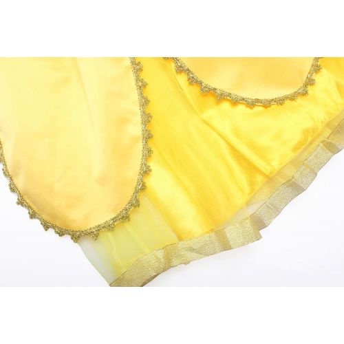  ReliBeauty Girls Princess Belle Costume Belted Dress Up