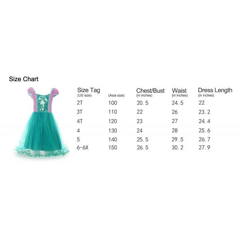  ReliBeauty Girls Little Mermaid Cosplay Dress Short Sleeve Costume