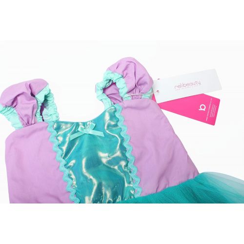  ReliBeauty Girls Little Mermaid Cosplay Dress Short Sleeve Costume