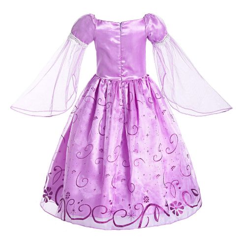  ReliBeauty Little Girls Rapunzel Costume Mesh Sleeve Princess Fancy Dress