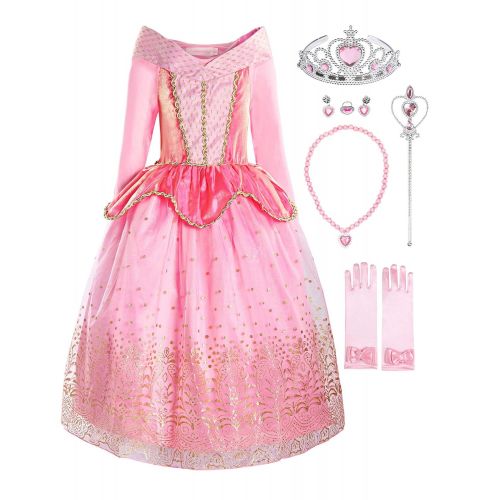  ReliBeauty Girls Princess Dress up Aurora Costume