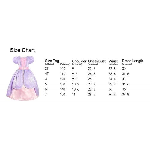  ReliBeauty Girls Short Sleeve Sofia Costume Princess Dress