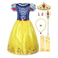 ReliBeauty Girls Puff Sleeve Fancy Dress Princess Snow White Costume