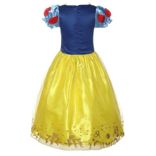  ReliBeauty Girls Puff Sleeve Fancy Dress Princess Snow White Costume